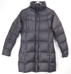 Columbia Jacket Women Small Gray Full Zip Up Puffer Over Coat Quilted Long - Picture 1 of 14