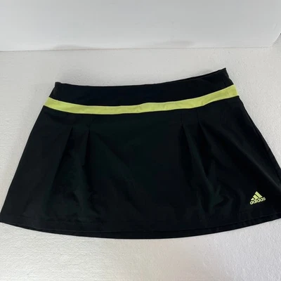 Adidas Climalite Skort Skirt Womens Sz Large Black Neon Yellow Trim Tennis Sport - Image 1 of 4