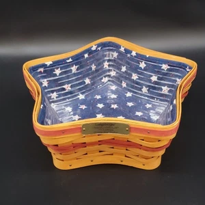 Vintage handgewebter Longaberger 2001 Weihnachtskorb in Sternform mit Einsatz signiert - Bild 1 von 16