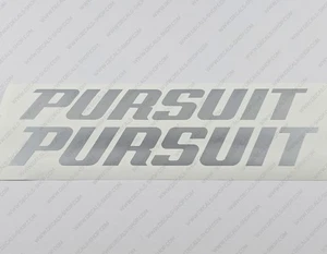 PURSUIT BOAT LOGO SILVER DECALS STICKERS 36" x 5.5" 2pcs. - Picture 1 of 6
