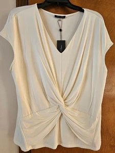Tommy Hilfiger Damen Gr. XL Twisted Front ivory extra weich V-Ausschnitt Bluse - Bild 1 von 8
