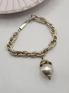 Vintage Multi Strand  Gold Tone Pearl Aluminum Bracelet  Made in W. Germany 21cm - Bild 1 von 6