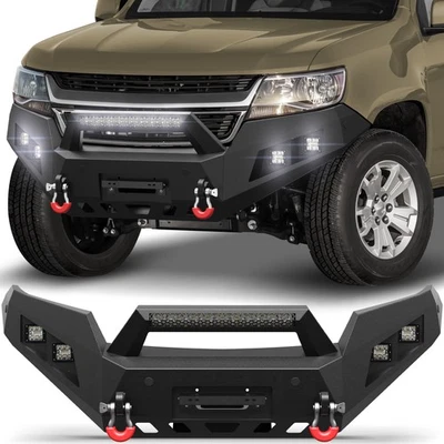 For 2015-2020 Chevy Colorado Steel Front Bumper With Winch Plate +Lights+D-rings Foto 1 de 4