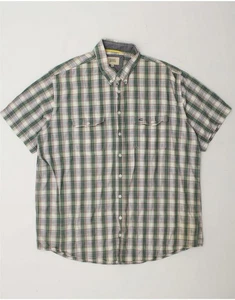 CAMEL Mens Short Sleeve Shirt 3XL Green Check Cotton DY81 - Picture 1 of 5