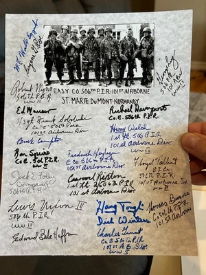 19x Banda de Hermanos Firmado St. Marie duMont - Foto de Normandía - con Certificado de Autenticidad de Invierno Foto 1 de 2