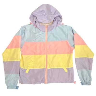 Cotton Sugar's Korea Pop Color Block Rain Jacket Hooded Lightweight Windbreaker - Image 1 of 4