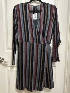 Rails Lola Varadero Multicolor Striped Wrap Cocktail Party Dress  –Size L– NWT - Picture 1 of 21