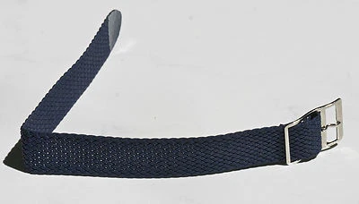 Correa de reloj vintage de nailon trenzado tropical azul 19 mm con hebilla plateada años 60 NOS Foto 1 de 4
