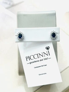 Orecchini In Oro 18 Carati Con Zaffiri E Brillanti - Imagen 1 de 7