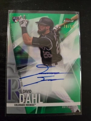 2017 Topps Finest Auto Green Refractor /99 David Dahl #FA-DDA Rookie RC Rockies - Image 1 of 2