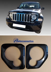 Set cover adesive cornici fari anteriori abs nero Jeep Cherokee 2008-2012 - Foto 1 di 3