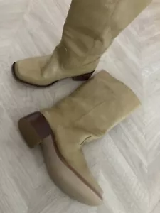 Neu Bronco Stil Cowboy Boots 38 Senffarben Kunstleder - Bild 1 von 8