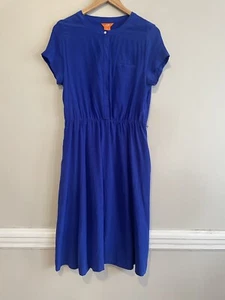 Joe Fresh Women's Blue Silk Shirtdress Shell Shirt Sleeve W/ Pockets Size 6 - Picture 1 of 11