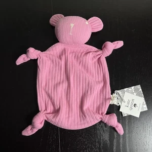 NWT KATE QUINN Pink Ribbed Teddy Bear Security Blanket Baby Girl Snuggly Lovey - Picture 1 of 4