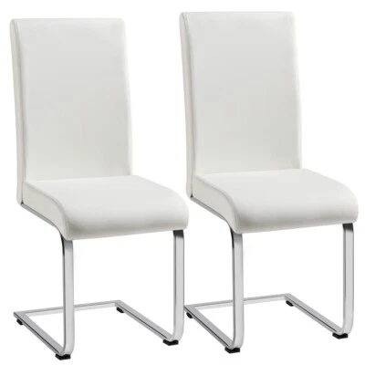2PCS Dining Chair PU Leather Padded Dining Room Chairs Home Kitchen Office White - Image 1 of 4