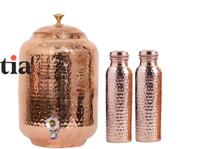 Hammered Design Joint Free Water Pot/Dispenser/Container/Matka/Tank with STand - Picture 1 of 12