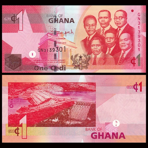 Ghana 1 Cedi, 2014 , P-37e, UNC Cover