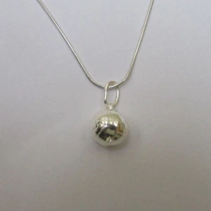 Collar con dije de bola de plata unisex cadena colgante de 12 mm joyería de moda - Imagen 1 de 3