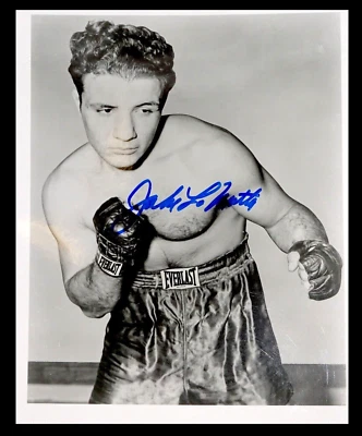 FOTO DE BOXEO 8X10 AUTOGRAFIADA A MANO DE JAKE LAMOTTA CON CERTIFICADO DE AUTENTICIDAD CARTA PSA/ADN Foto 1 de 3