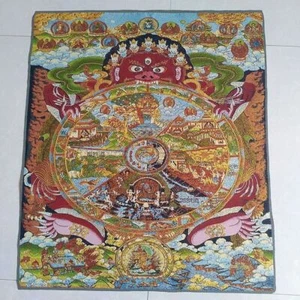 Buddhist Guardian Silk Painting Home Decoration - Picture 1 of 7