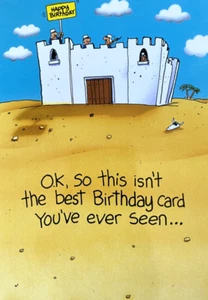 "Happy Birthday" Fort in the Desert Humorous Birthday Card by Simson Cards - Picture 1 of 5
