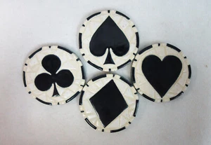 Playing Card Mosaic Coasters, Mosaic Art Handmade Ceramic Tile Trivets, set of 4 - Picture 1 of 6