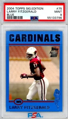2004 Topps Signature Edition LARRY FITZGERALD Cardinals BLUE 21/50 RC # 75 PSA 9 - Image 1 of 2