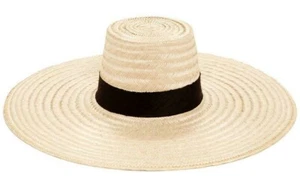 Janessa Leone Romy Natural Mawisa Straw Boater Sun Hat Size Large 22" IC - Picture 1 of 6