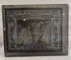 Geo. Rogers Clark 2 Cent Stamp 8x10" Glass Printing Plate U.S. Postage c1930s #2 - Picture 1 of 6