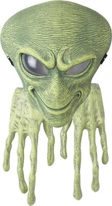 Alien Mask & Hands Space Green Fancy Dress Up Halloween Adult Costume Accessory - Picture 1 of 1