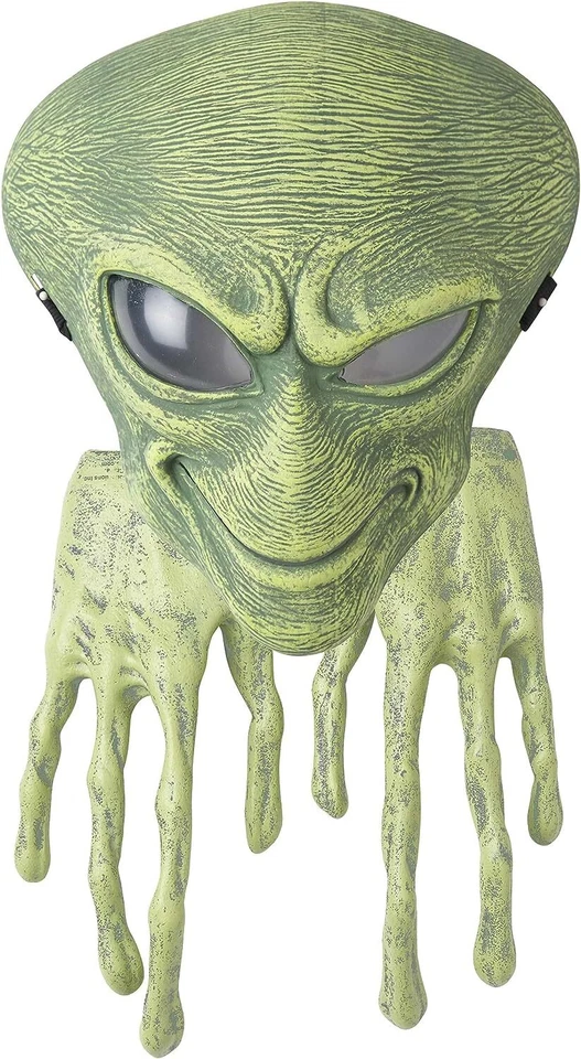 Alien Mask & Hands Space Green Fancy Dress Up Halloween Adult Costume Accessory - Image 1 of 1