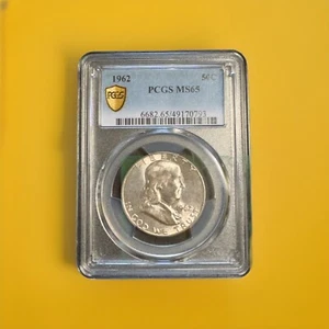 1962 50c MS65 Franklin Half Silver Dollar PCGS Graded Certified Gold Shield - Picture 1 of 2
