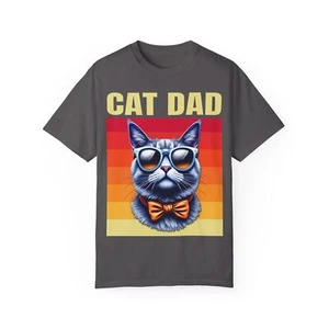 Vintage Katzenpapa T-Shirt, cooles Katzenpapa Oberteil, Hipster Katzenvater 2-seitig - Bild 1 von 9