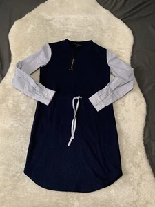 Abito Angela blu navy piccolo Walter Baker manica lunga nuovo con etichetta $198 - Foto 1 di 7