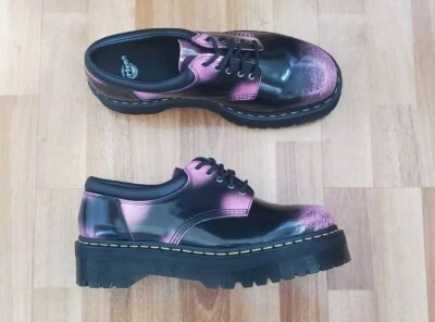NEW DR. MARTENS 8053 QUAD DISTRESSED LEATHER BLACK PINK PLATFORM [12 UK | 13 US] - Image 1 of 4