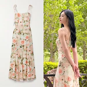 NWT Alice + Olivia Cutout floral-print satin midi dress Size 8 $495 - Picture 1 of 9