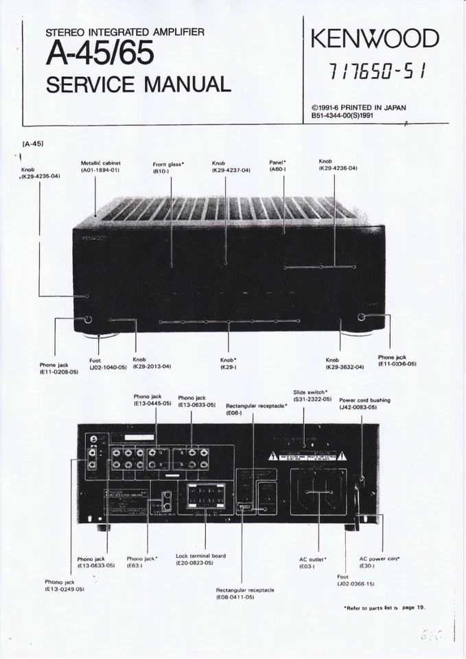 Manuale Di Servizio Per Kenwood A-45, A-65 - Immagine 1 di 1