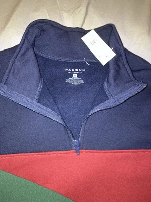 Pullover Pacsun Manga Larga 1/4 Cremallera - Nuevo con Etiquetas - Rayas TriColores Foto 1 de 3