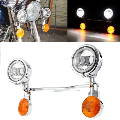 LED Passing Turn  Spot Lights Bar For Kawasaki Vulcan 750  900 1500 1600 1700 - Image 1 of 4