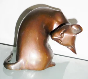 VINTAGE BRONZE KATZE FIGUR SKULPTUR SCHÖNES SIAMKATZEN DESIGN - Bild 1 von 8