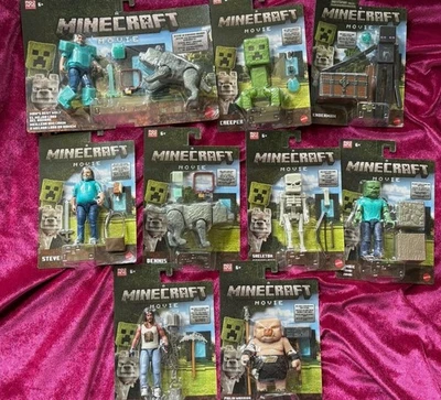 A Minecraft Movie Action Figure Lot: ZOMBIE PIGLIN STEVE DENNIS GARRETT 9 TOTAL - Image 1 of 4
