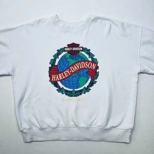 Harley Davidson Motorcycles ‘Peace on Earth’ Long Sleeve White Pullover Jumper - Picture 1 of 7