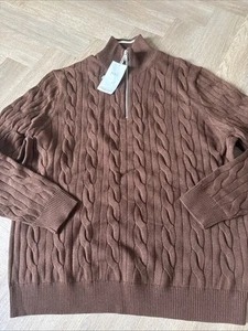Jersey tejido con cable de mezcla de algodón para hombre Marks and Spencer talla XL regular - Imagen 1 de 10