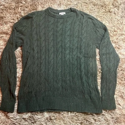 Suéter Merona Verde Oscuro M Moteado Informal Escuela Vacaciones Invierno Tejido con Cable Foto 1 de 4