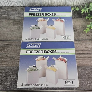 Vintage Hefty Freezer Boxes Pint 15 Ct Each Sealed New Lot of 2 Kitchen Storage - Picture 1 of 6