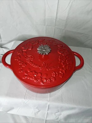 Pioneer Woman Sunflower Dutch Oven with Lid Red 5qt Cast Iron - Image 1 of 4