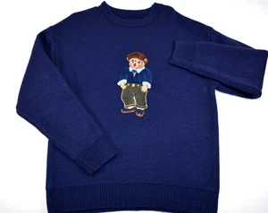 Manfinity Acrylic Men's Sweater Men's M Navy Blue w/ Teddy Bear Graphic - Picture 1 of 15