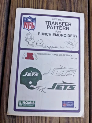  1980's VTG Punch Embroidery Jets Transfer Pattern NFL-05 - Image 1 of 2