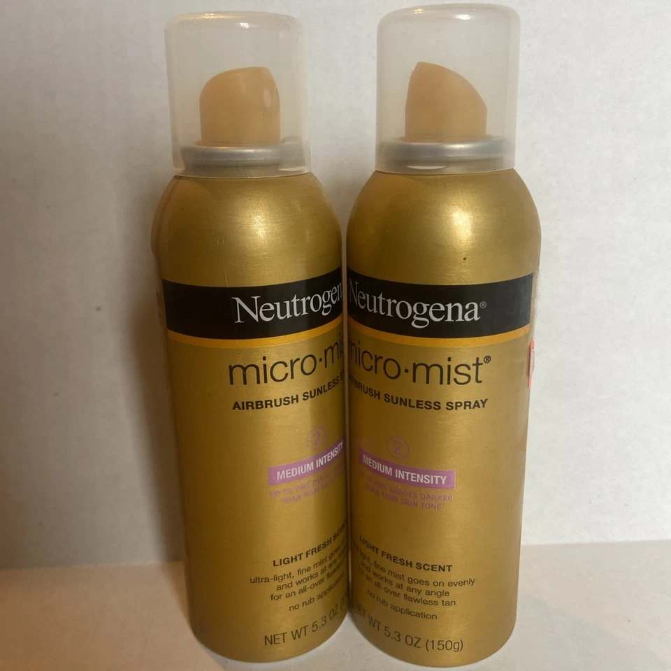 (2) Neutrogena Micro Mist Aerógrafo Spray Sin Sol Bronceado INTENSIDAD MEDIA 5.3oz NUEVO Foto 1 de 1
