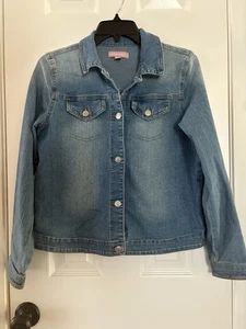 BCBG GIRLS Size L 14/16 Denim Shacket Button Front Lightweight Layering Casual - Picture 1 of 5